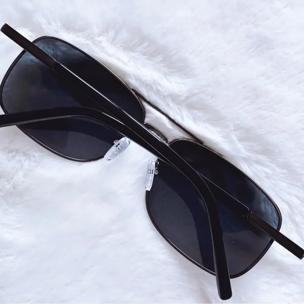 Troy Black w/ Black Rims Rectangular Polarized Sunglasses - Picture 13 of 14